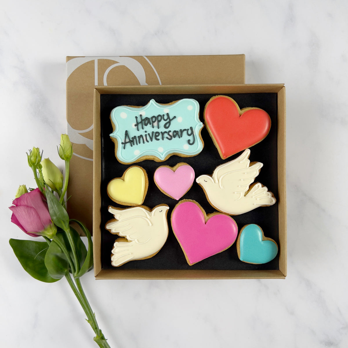 Happy Anniversary Biscuit Box Juliet Stallwood Cakes & Biscuits